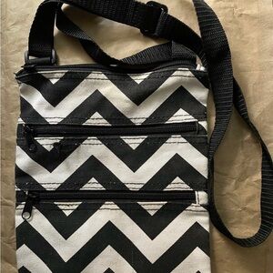 Black and White Cross Body Chevron Bag